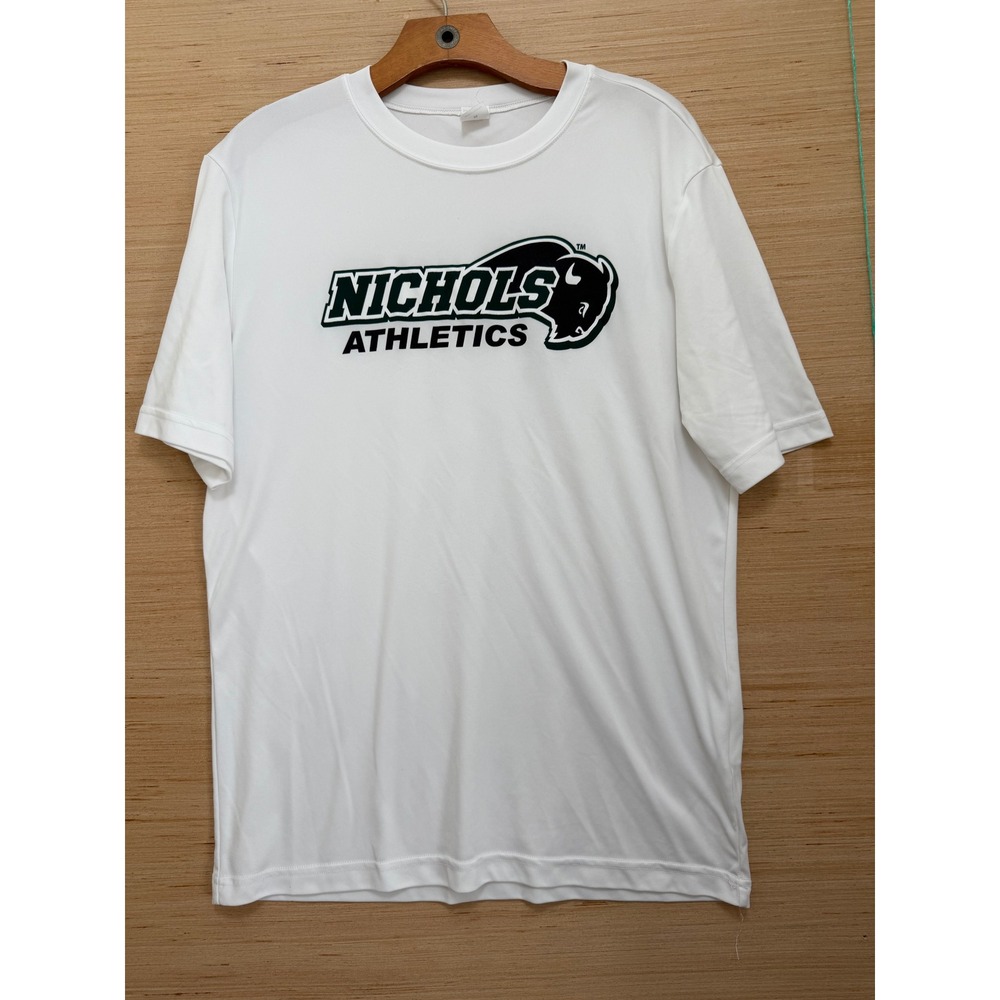 Sport-Tek Nichols Athletics Bison Graphic T-Shirt Mens Medium White Short Sleeve